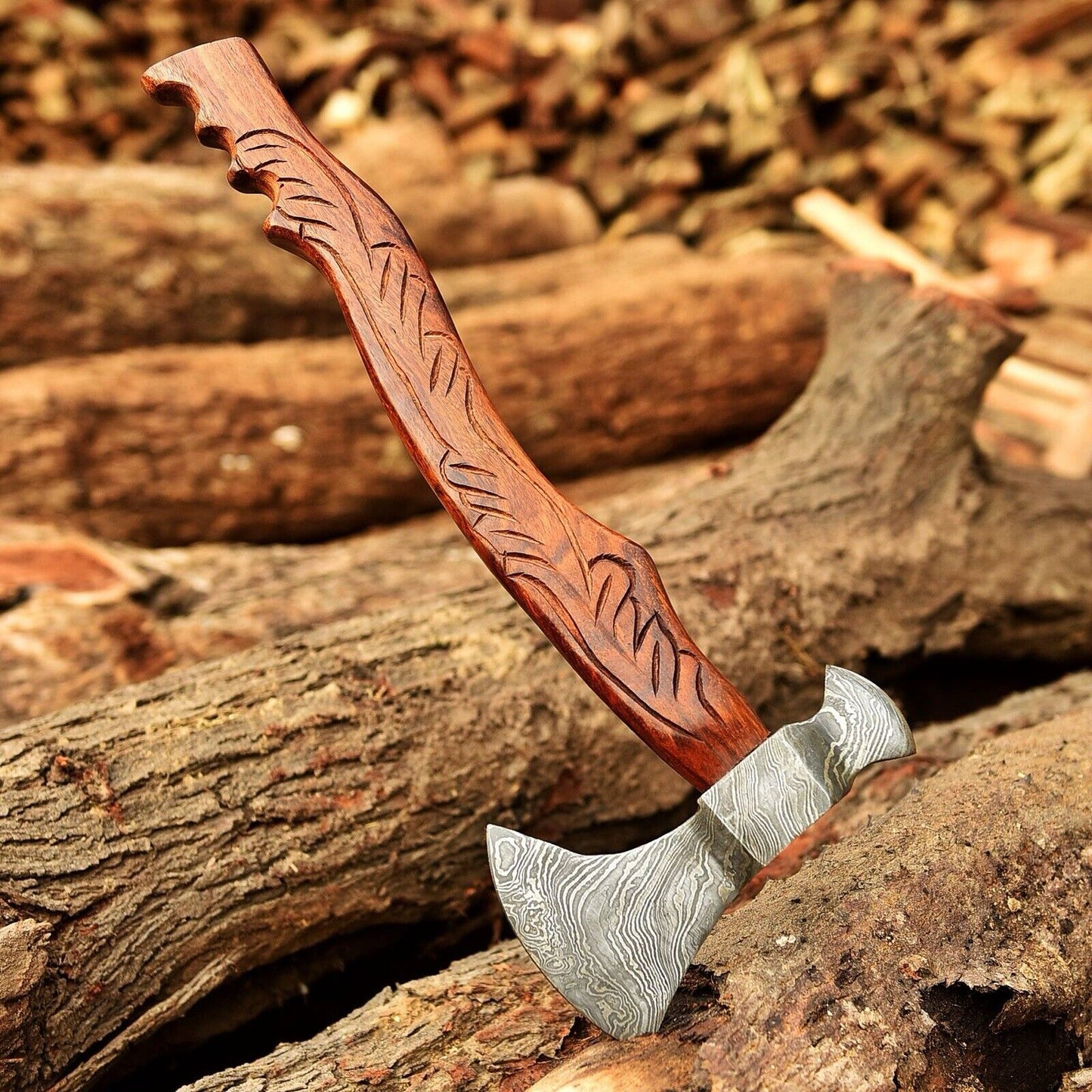 Handmade Damascus Steel Blade Viking Bearded Camping Hatchet TOMAHAWK AXE