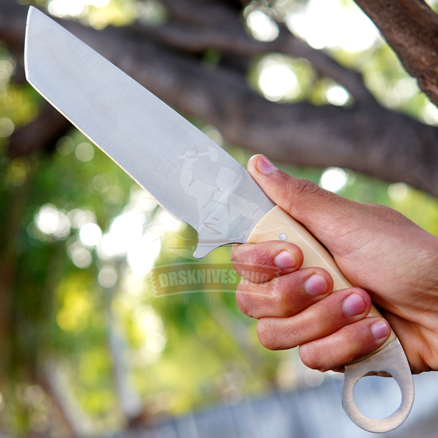 Carbon Steel Tanto Knife – Finger Hole Hunting Knife | DRSKNIVES HUB