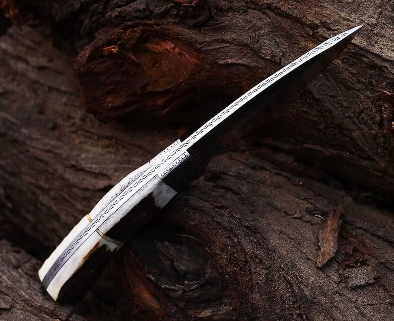 Premium Handmade D2 Steel Engraved Hunting knife Antler Handle