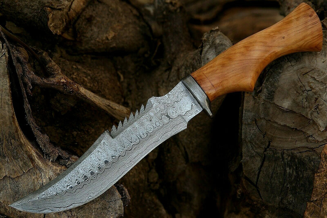 Handmade Hand Forged Olive Wood handle Bowie Knife,with sheath