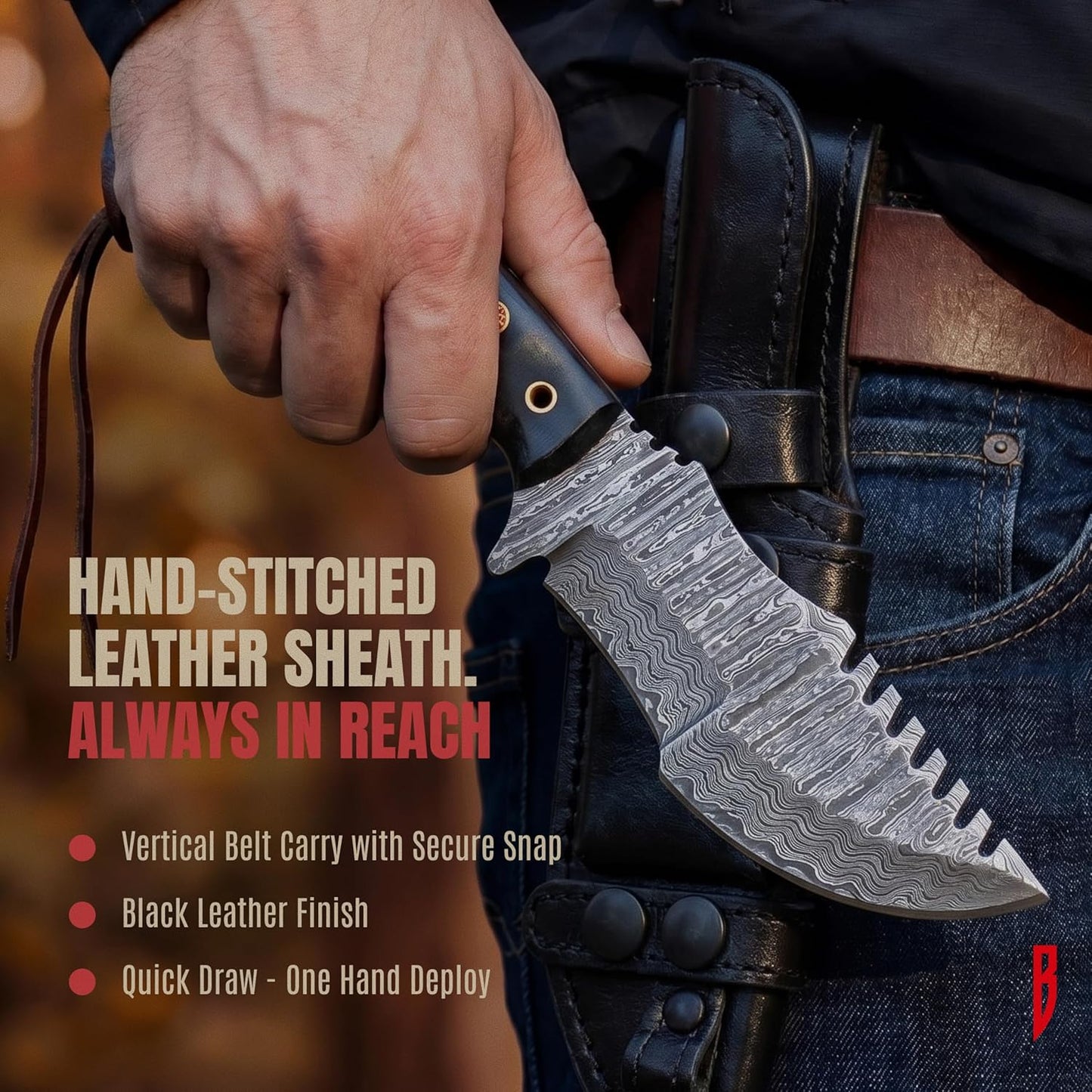 Handmade Damascus Steel Tracker Knife 10" With Leather Sheath Cover | DRSKNIVES HUB