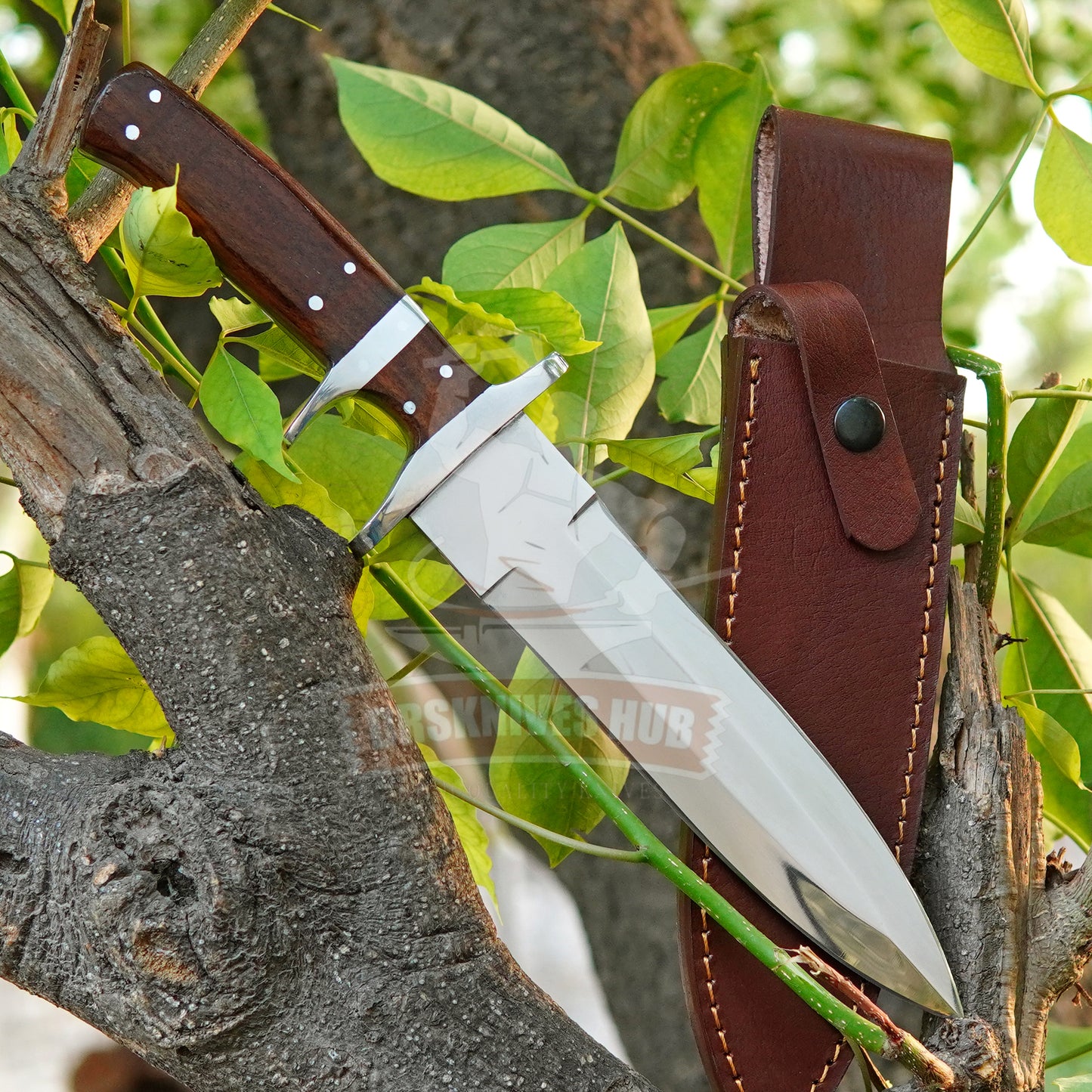 13” Handmade Carbon Steel Fixed Blade Hunting Knife with Wood Handle | DRSKNIVES HUB