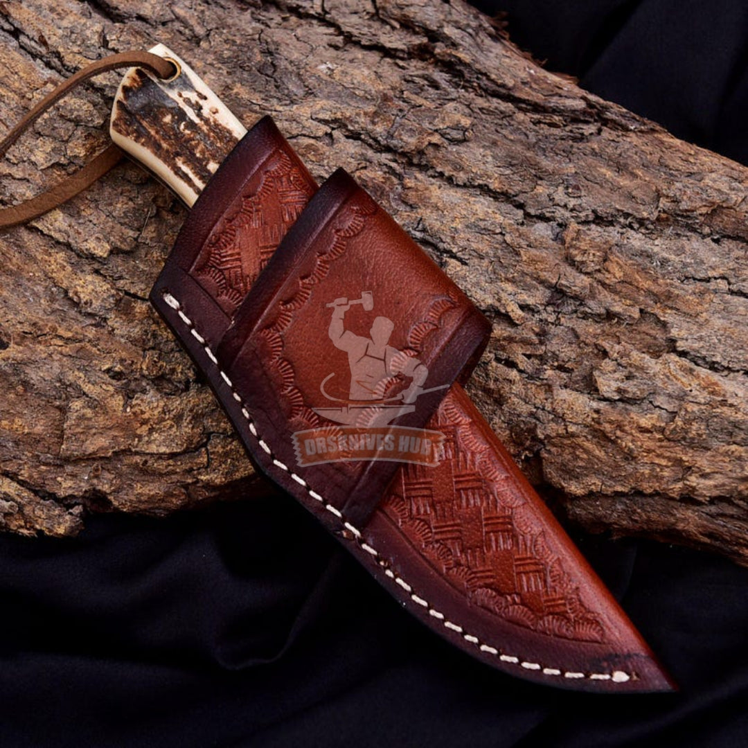 Cowboy Skinning Knife 7" – Rasp Steel Stag Horn & Turquoise | DRSKNIVES HUB