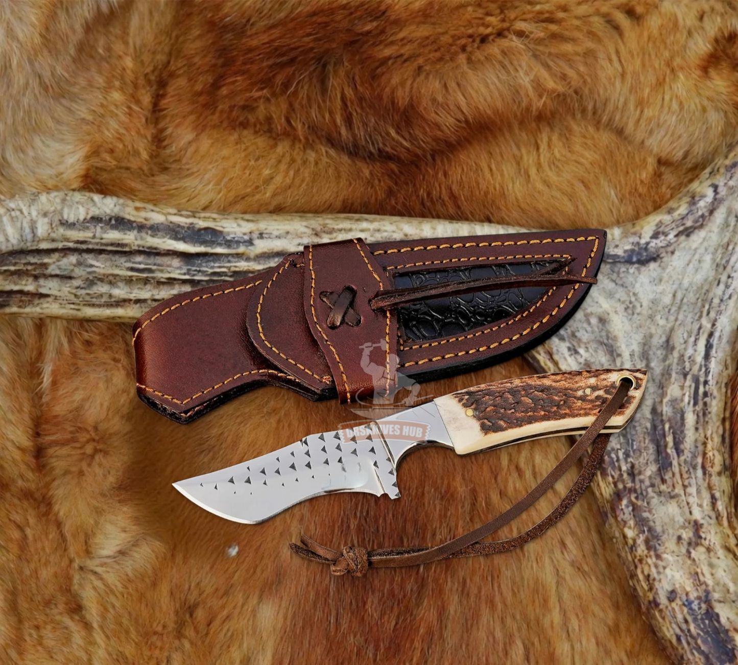 Hand-Forged Rasp Steel Cowboy Skinner Knife With Leather Sheath Cover