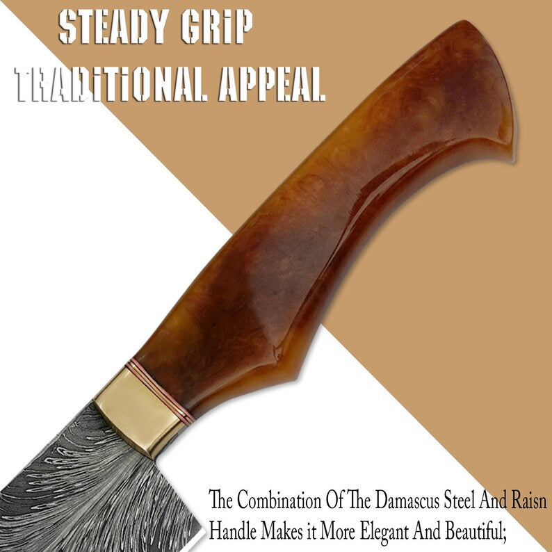 Handmade Damascus Steel Blade Kitchen Knife Resin Handle | DRSKNIVES HUB