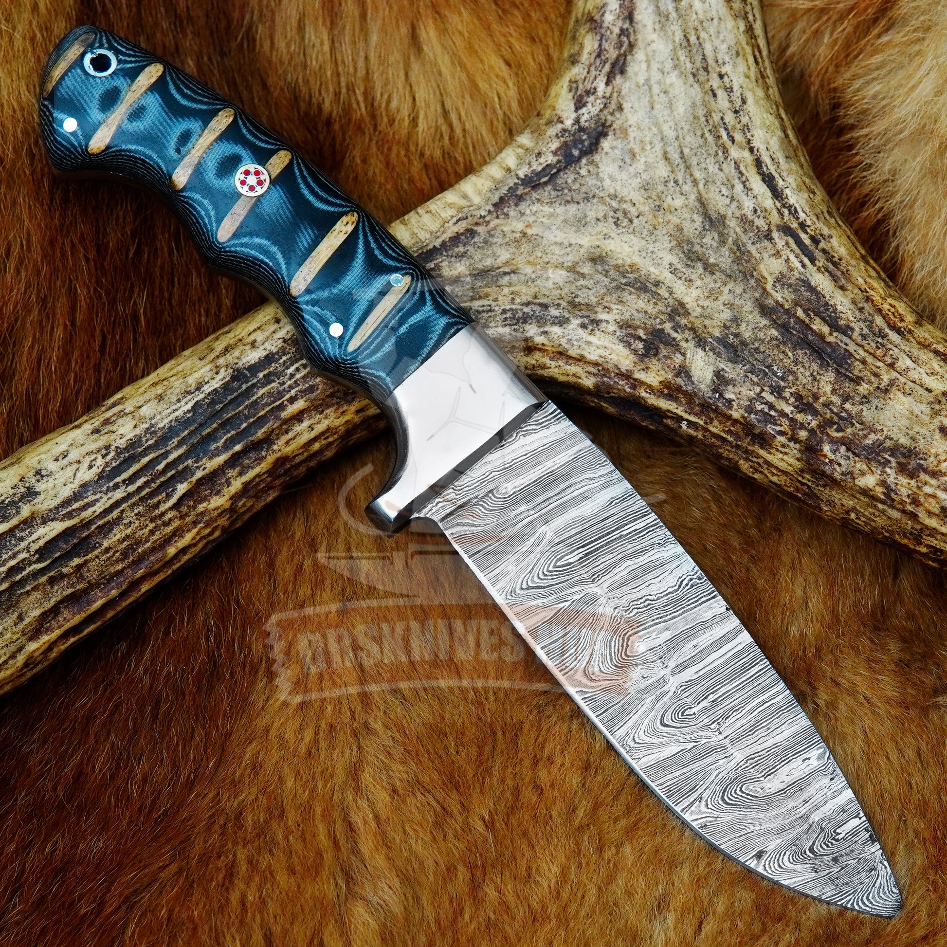 Valentine's Damascus Hunting Knife 10" – Micarta Handle | DRSKNIVES HUB