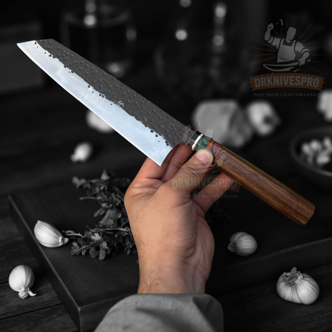 Chef Knife with Wood Handle and Leather Sheath Cover | DRSKNIVES HUBChef Knife with Wood Handle and Leather Sheath Cover | DRSKNIVES HUB