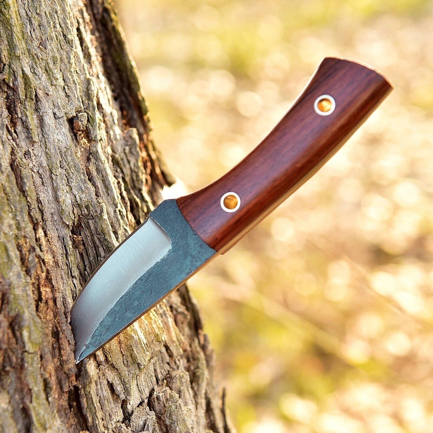 Hand forged High Carbon 1095Steel Fixed Blade Skinning Knife Wood Handle