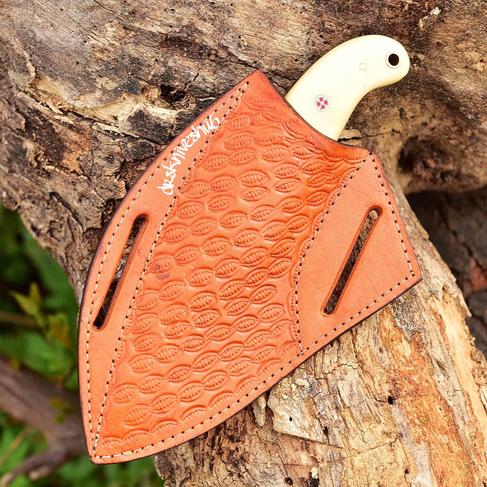 Cowboy Knife with 4.5" Rasp Steel Blade &  Bone Handle