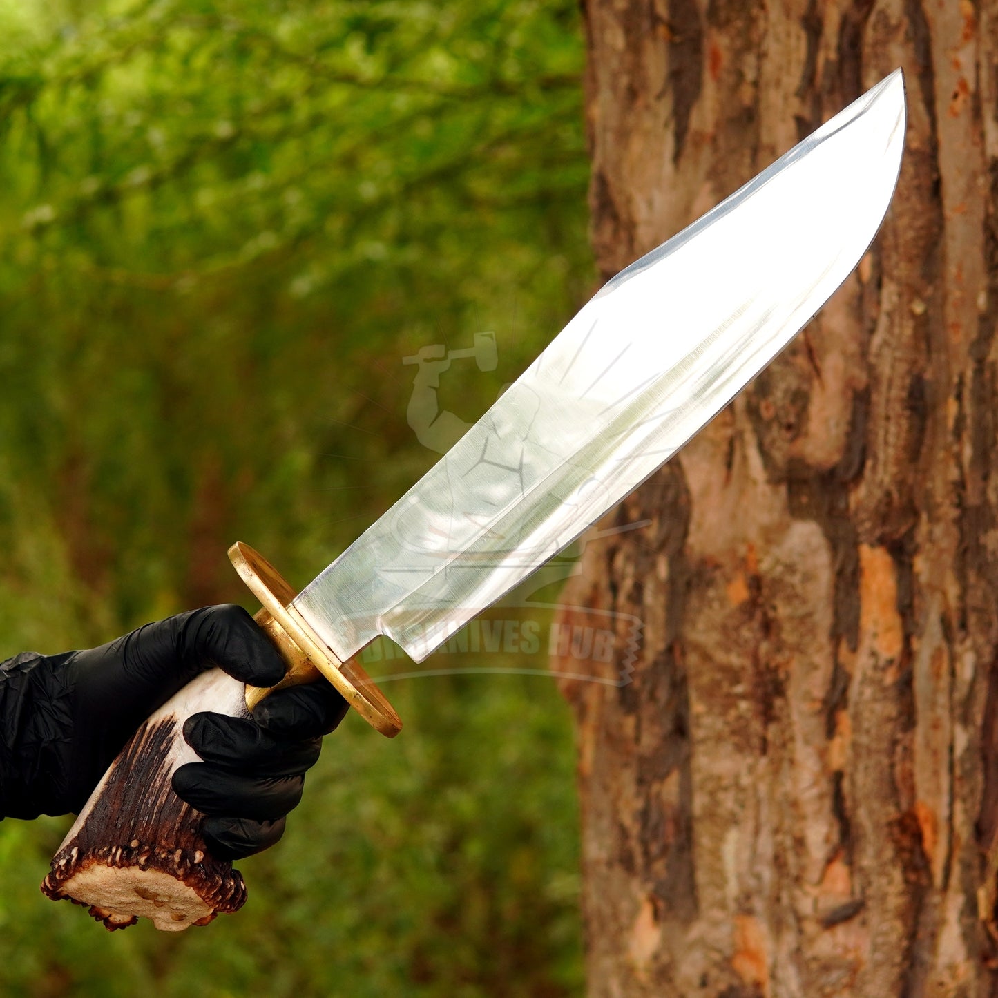 Handmade J2 Steel Bowie Knife 18" with Real Stag Horn Handle | 12" Blade | Premium Leather Sheath | Gift for Him