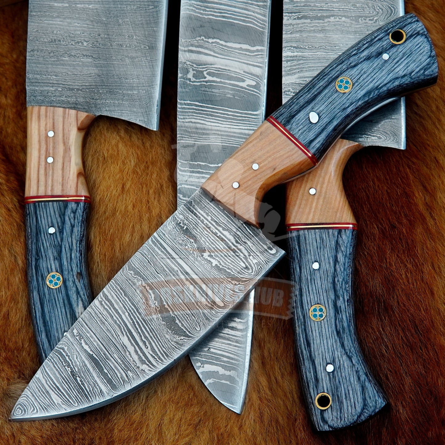 Hand Forged Damascus Chef Knife Set: 5-Piece Wood Handle Kitchen Knives set Christmas Gift | DRSKNIVES HUB