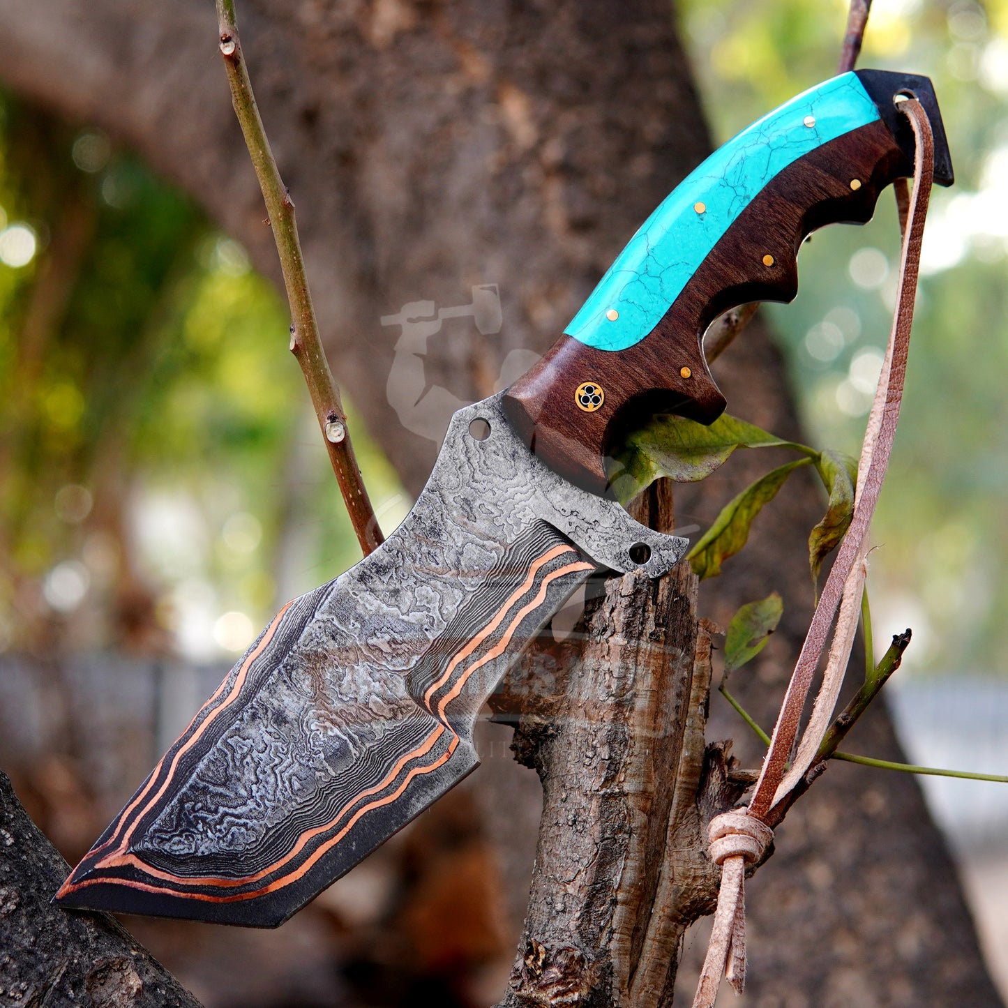 Copper Damascus EDC Knife