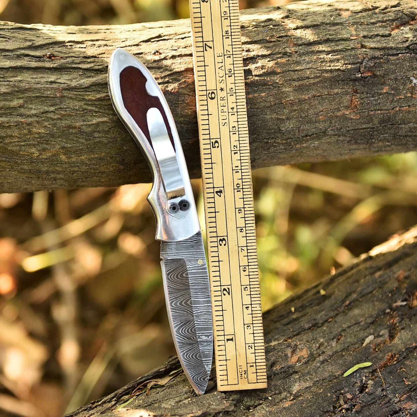 Damascus Folding Pocket Knife 7"