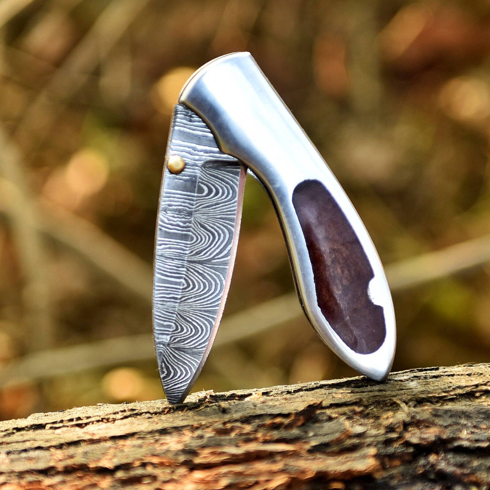 Damascus Folding Pocket Knife 7"