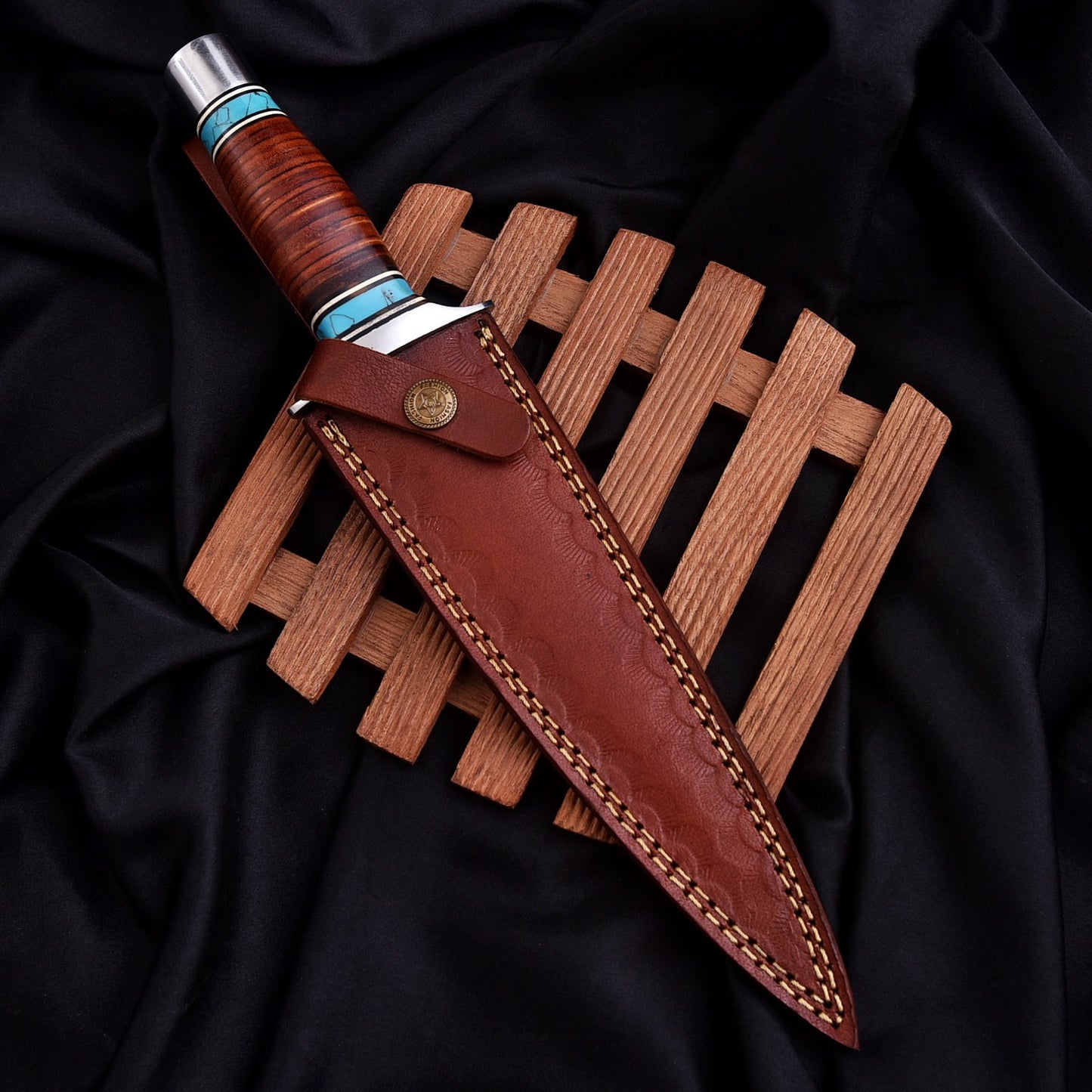 D2-Tool Steel Outdoor Knife 12" – Leather & Resin Handle | DRSKNIVES HUB