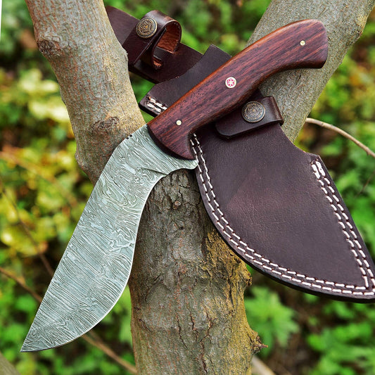 Damascus Steel Kukri Knife | EDC Knife | Rosewood Handle | | DRSKNIVES HUB