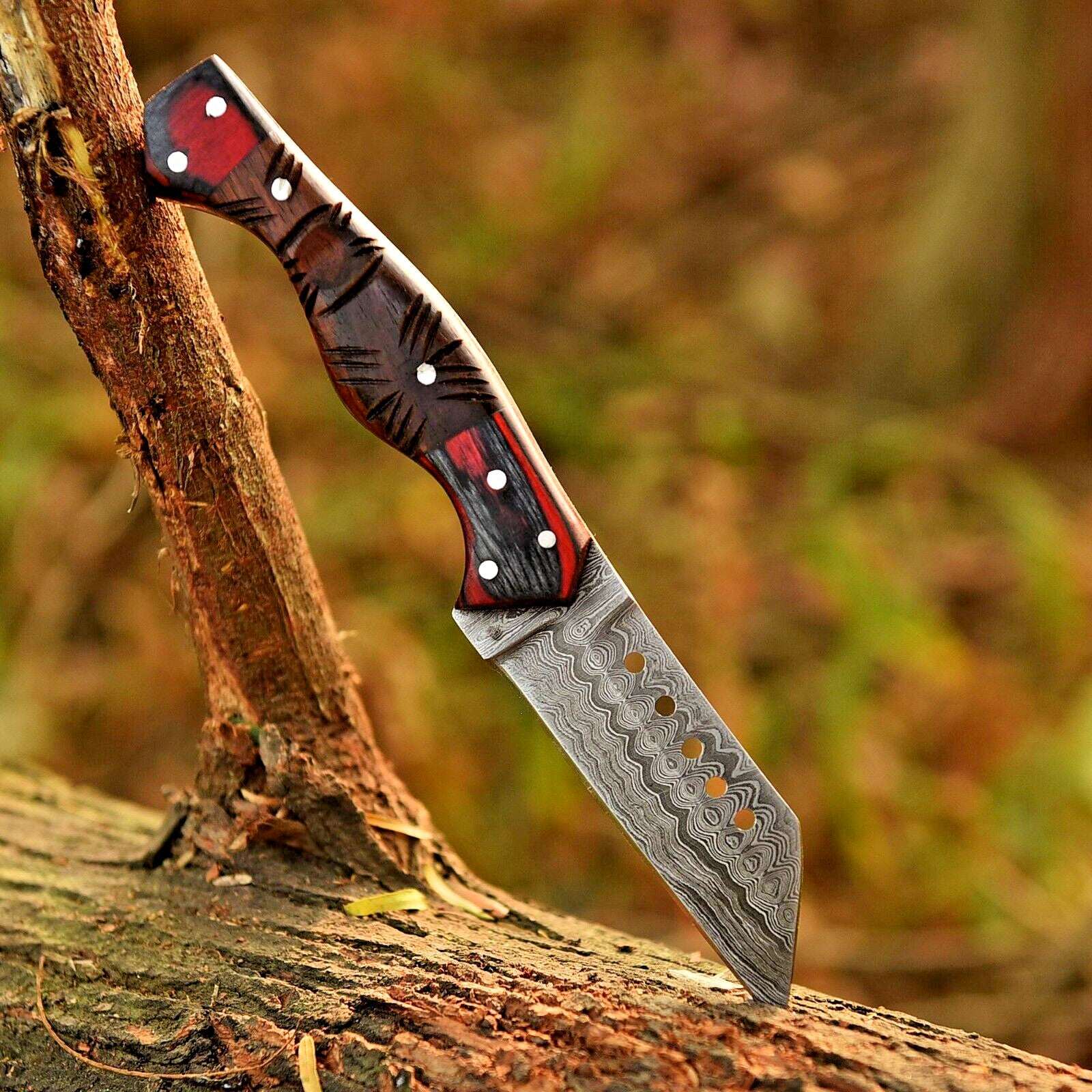 Damascus Tanto Bull Cutter 8" – Handmade Skinner Knife | DRSKNIVES HUB