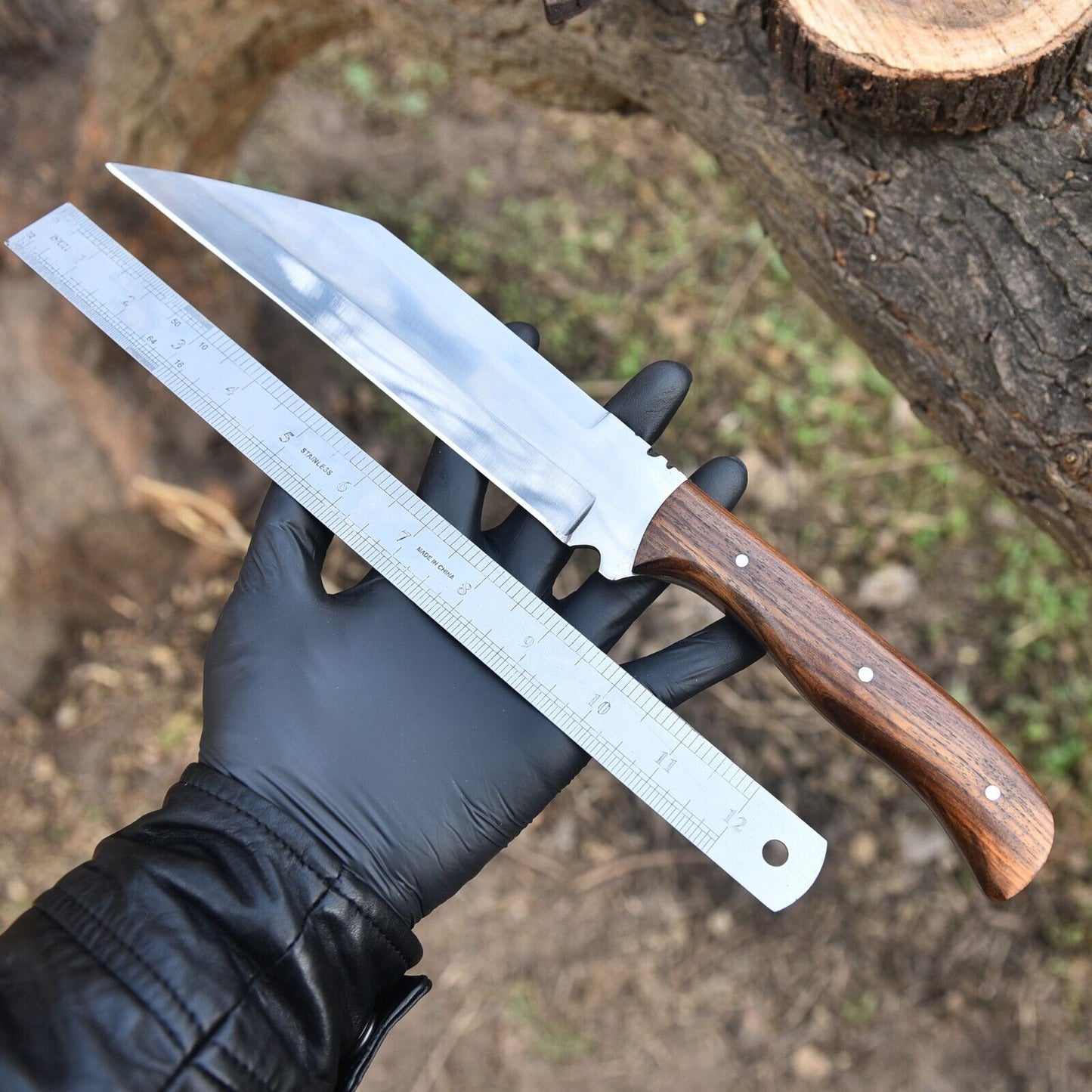 Custom Handmade D2 High‑Carbon Steel Seax Knife – 15″ Hunting & Camping Blade | DRSKNIVES HUB