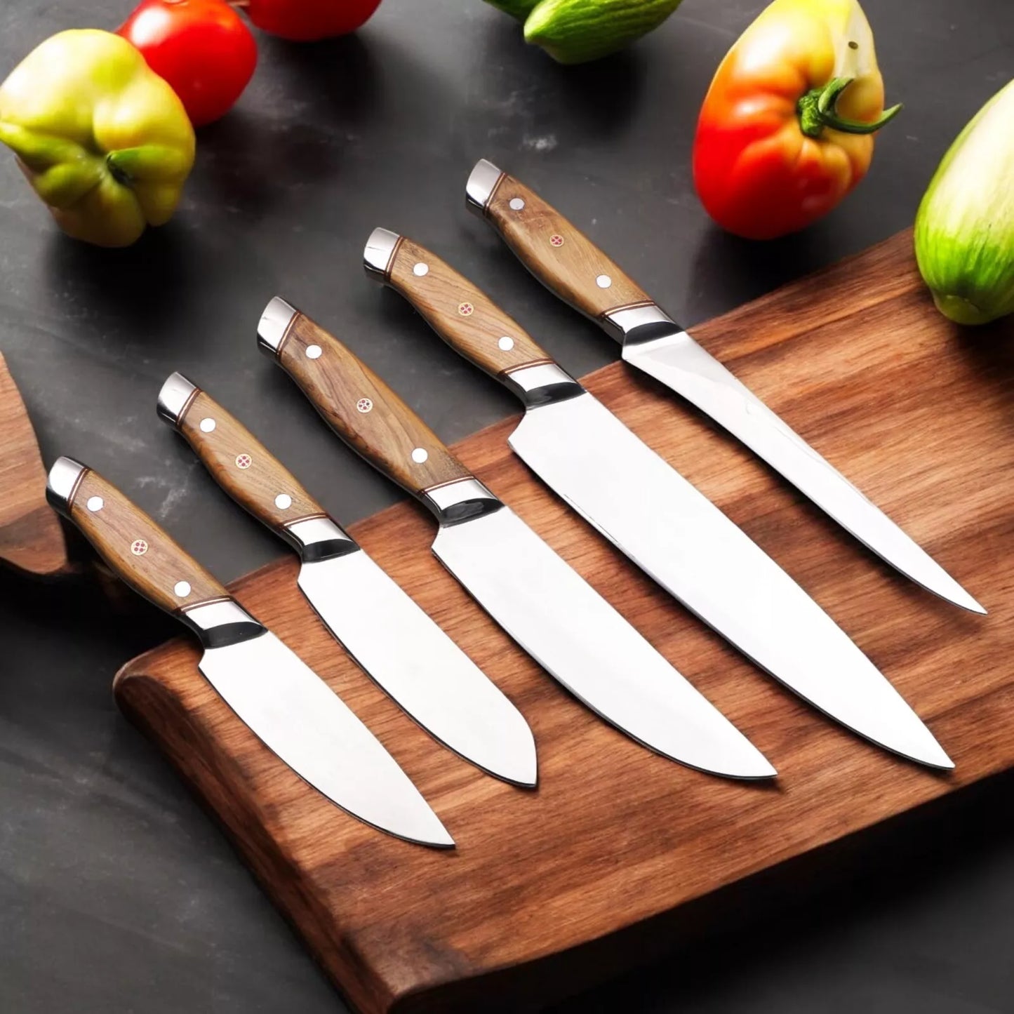 FULL TANG HANMADE STAINLESS STEEL KITCHEN KNIFE SET 5PCS SET || DRS KNIVES HUB