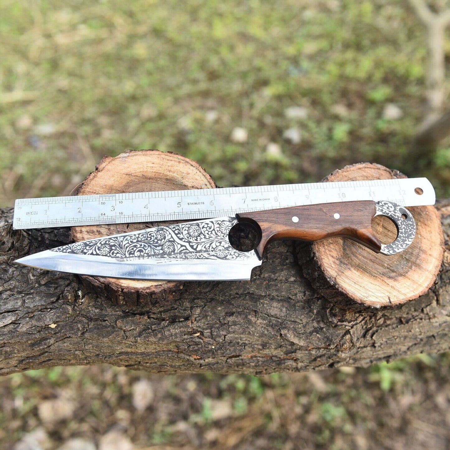 Hand‑Forged D2 Steel Hunting & Camping Skinner Knife – 12″ Overall w/ Sheath | DRSKNIVES HUB