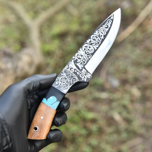 9" Hand-Forged Crocodile Dundee Hunting Bowie Knife with Sheath – High Polish Survival Blade | DRSKNIVES HUB