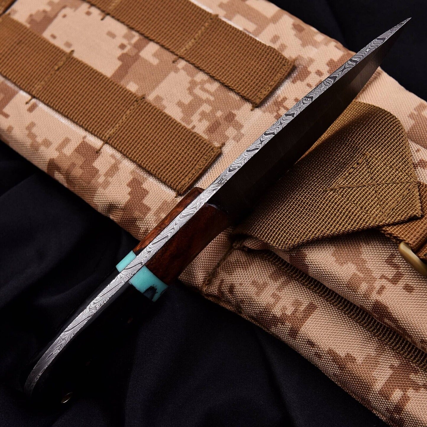 Custom Hand Forged Damascus Steel Hunting Skinner Knife – 8" Full Tang with Leather Sheath | DRSKNIVES HUB