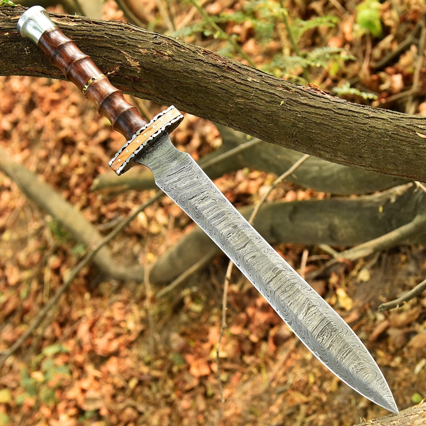 Custom Hand‑Forged Damascus Steel Gladius Sword – 512‑Layer Twist Pattern | 20″ Overall | DRSKNIVES HUB
