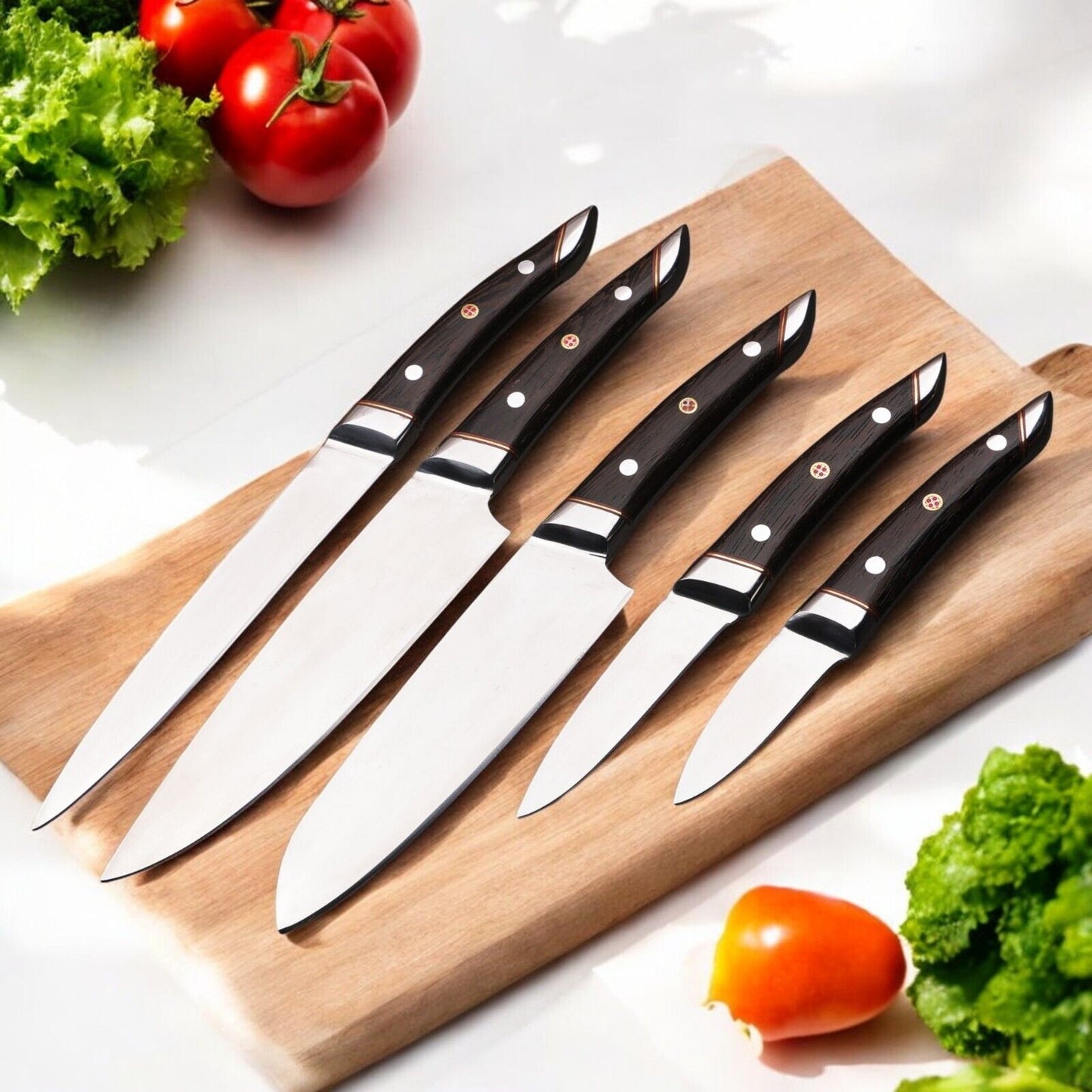FULL TANG HANDMADE STAINLESS STEEL 5PCS KITCHEN SET || DRS KNIVES HUB