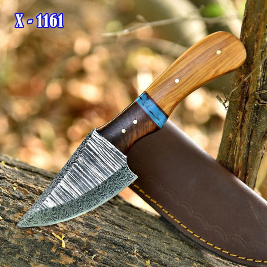 Hanmade Outdoor Skinner Fix Blade Knife With Leather Cover
