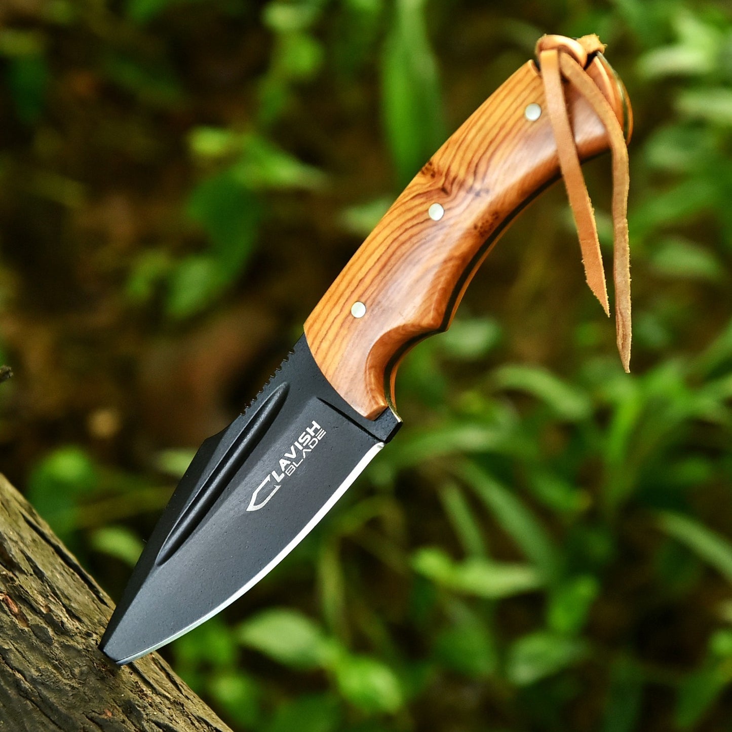 Handcrafted Powder Coating Hunting Bowie Knife With Leather Cover
