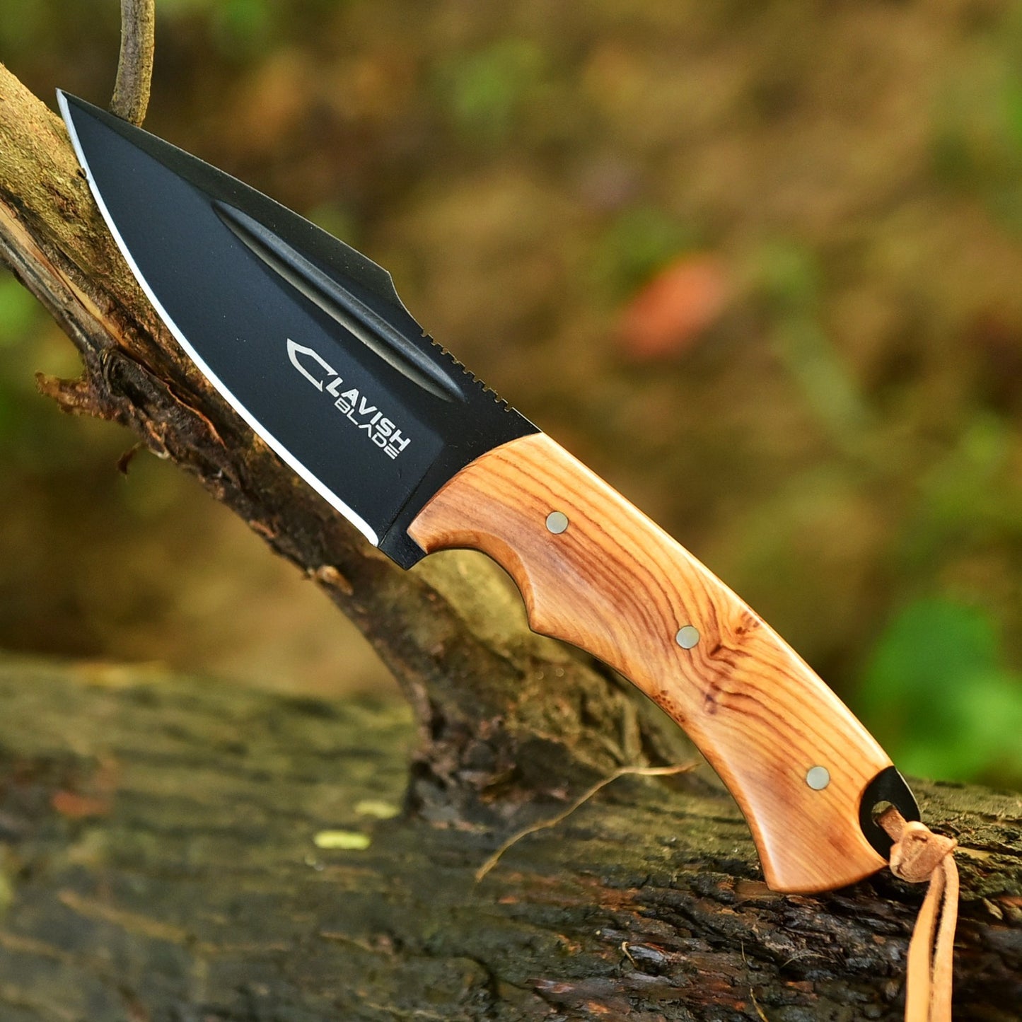 Handcrafted Powder Coating Hunting Bowie Knife With Leather Cover