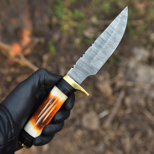 Custom Handmade Damascus Hunting Knife – Hand Forged Damascus Steel Blade | DRSKNIVES HUB