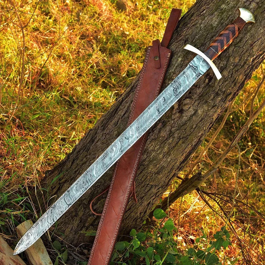 Viking Battle Ready Sword, Custom Hand Forged Long Sword W/Sheath