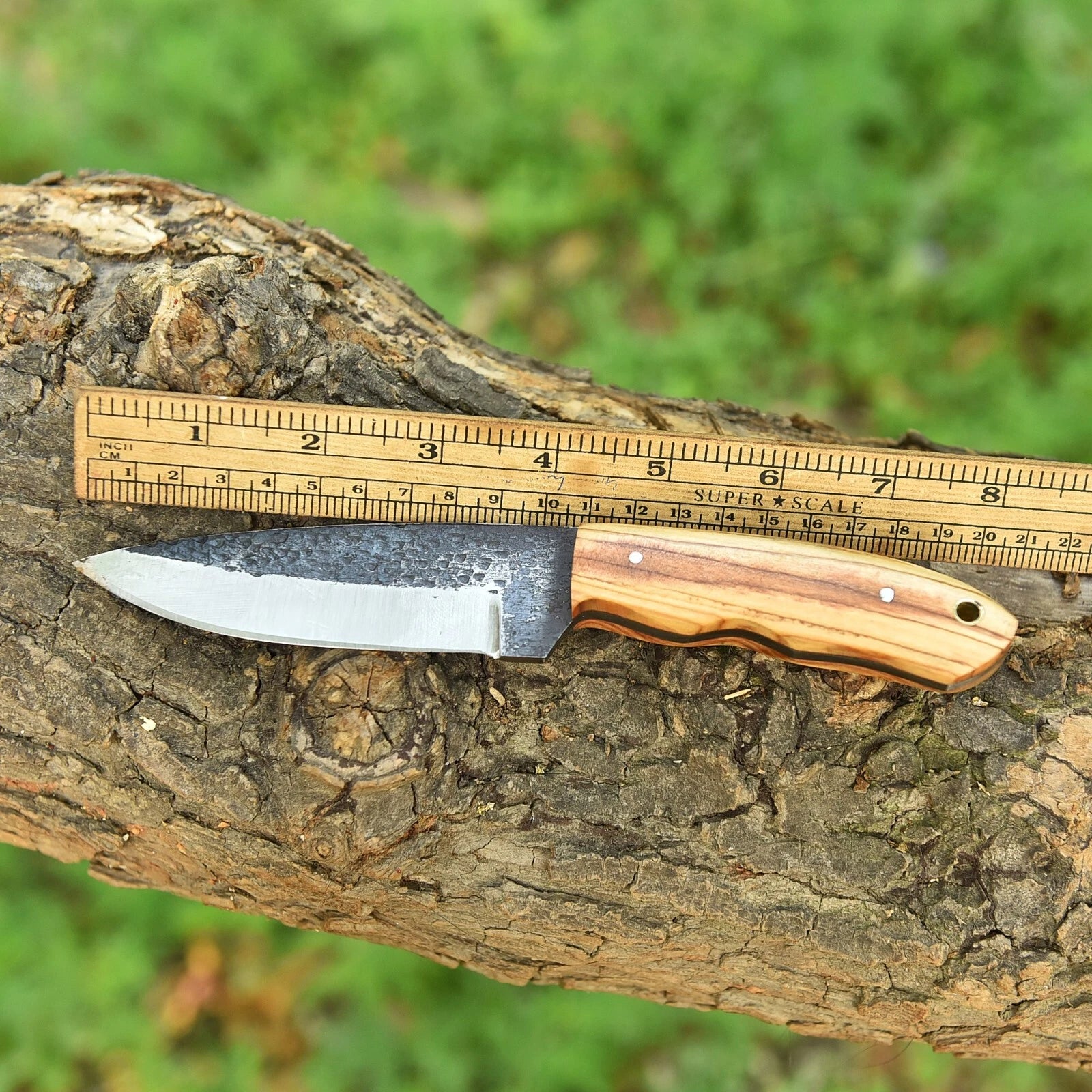 8" Hand-Forged Skinning Knife – 1095 High Carbon Steel Fixed Blade with Leather Sheath | DRSKNIVES HUB