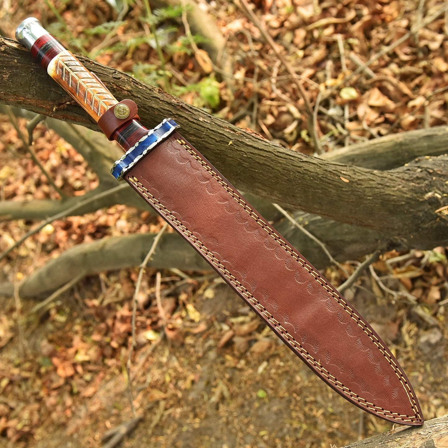 Custom Handmade Damascus Steel Knight Arming Sword – 20” Forged Blade with Leather Sheath | DRSKNIVES HUB