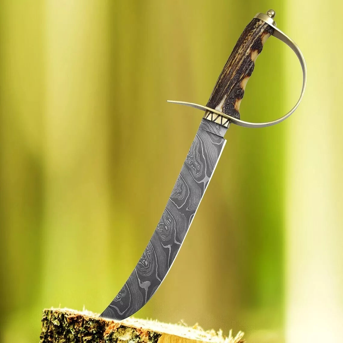 Damascus Steel Bowie Knife, Damascus Tactical Bowie Gift For him D-Guard Damascus Knife