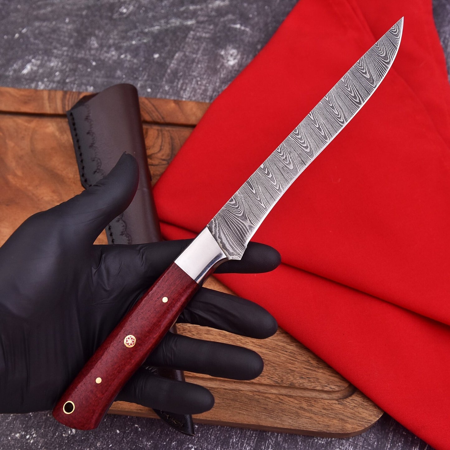 Custom Handmade Damascus Steel Fillet Knife – Ideal for Hunting, Fishing, and Culinary Use