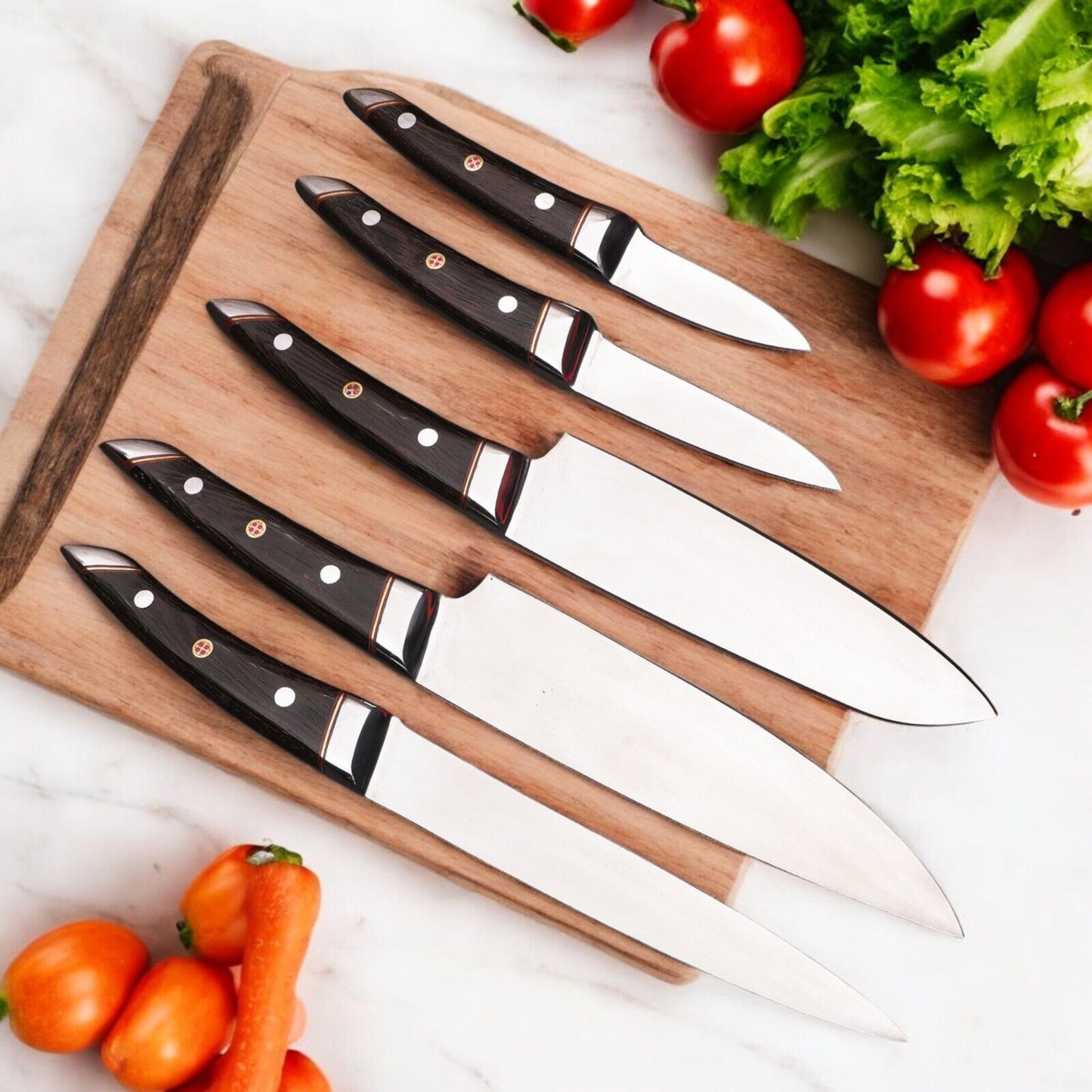 FULL TANG HANDMADE STAINLESS STEEL 5PCS KITCHEN SET || DRS KNIVES HUB
