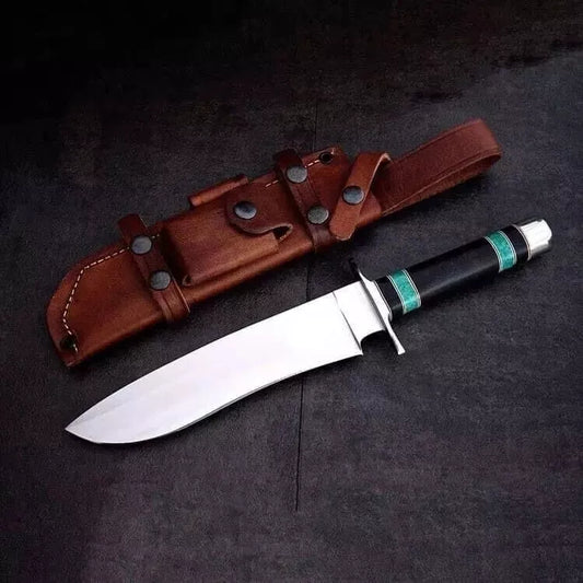 Handcrafted J2 Steel Bowie Knife – Black Resin Handle with Steel Clip & Sheath | DRSKNIVES HUBHUB 