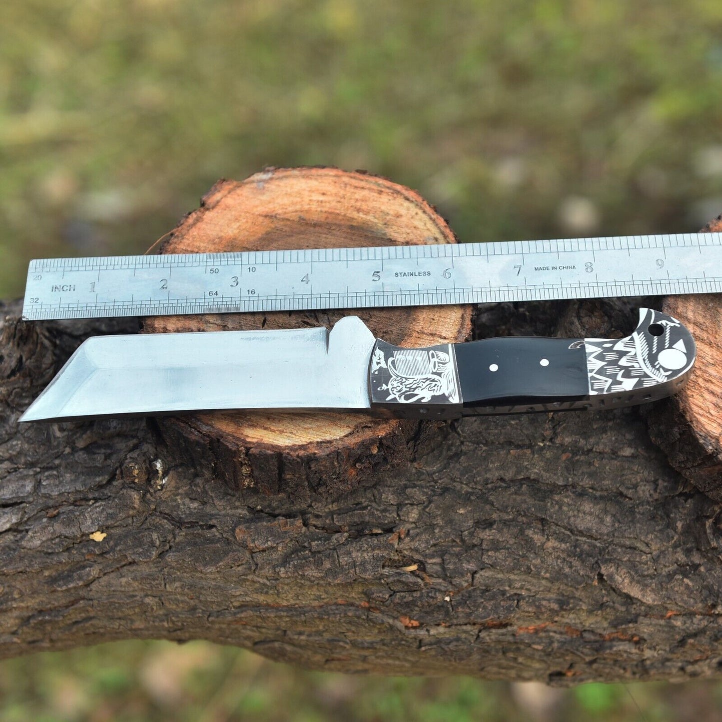 Hand-Forged Crocodile Dundee Hunting Knife – 9” High Polish Survival Tanto Blade with Leather Sheath | DRSKNIVES HUB