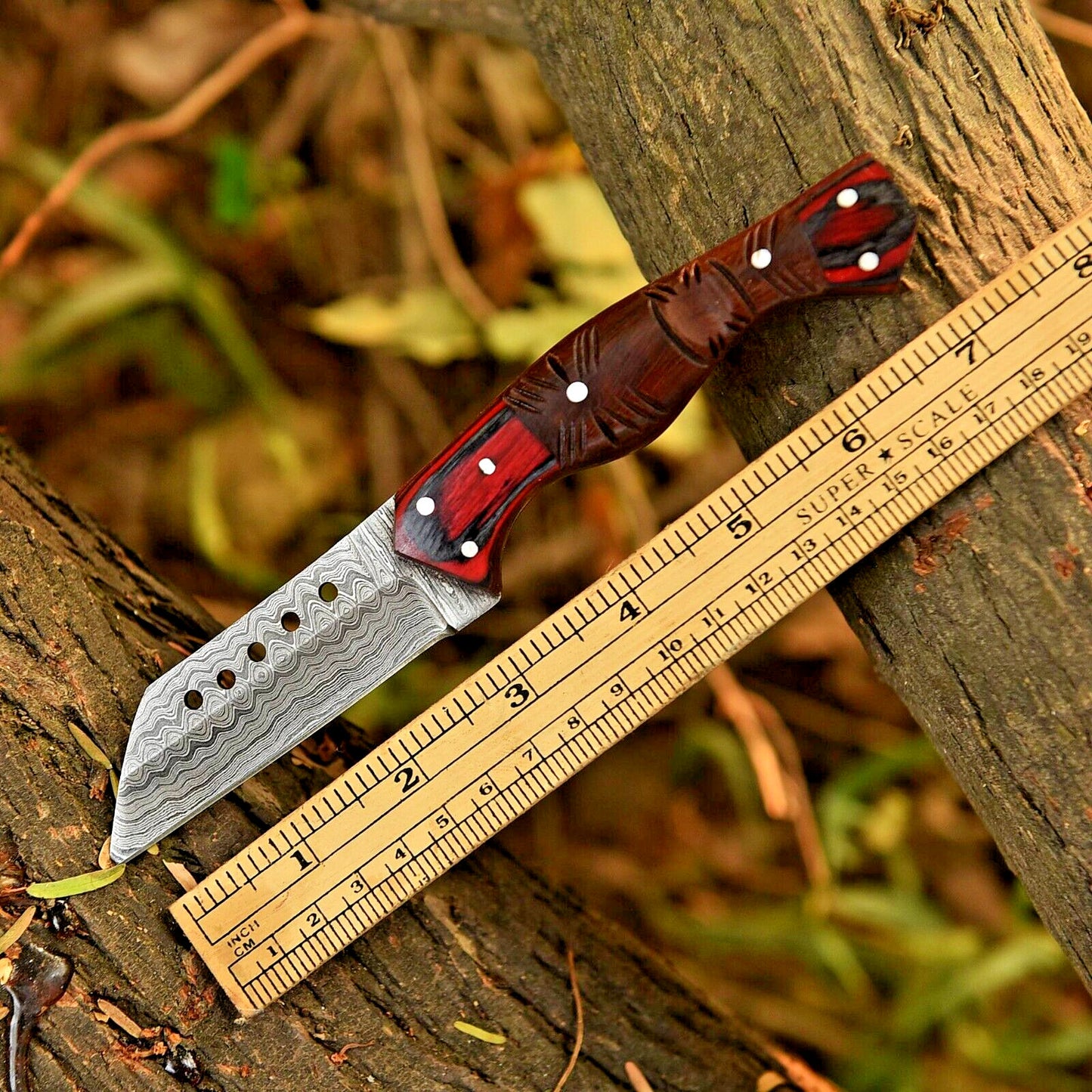 Damascus Tanto Bull Cutter 8" – Handmade Skinner Knife | DRSKNIVES HUB