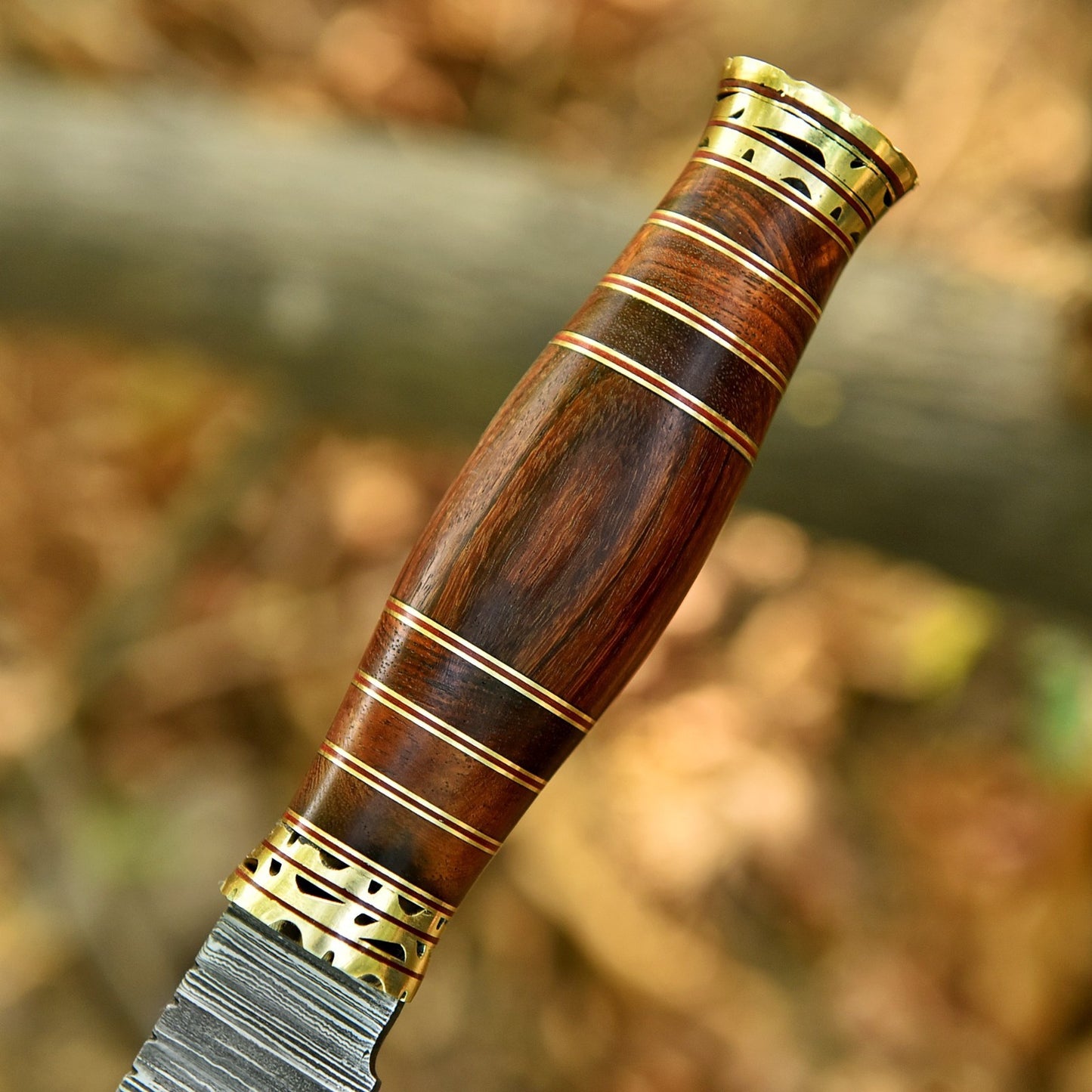 Custom Hand Forged Damascus Steel Bowie Hunting Knife – Survival Blade with Leather Sheath