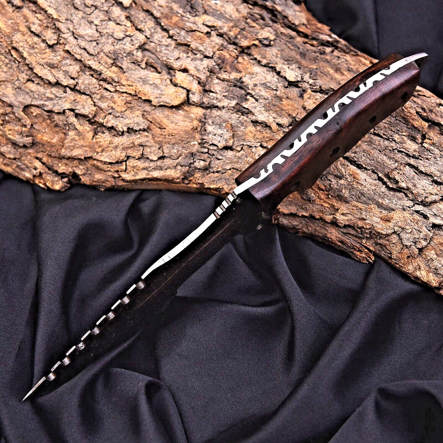 Custom Hand Forged Damascus Steel Hunting Tracker Knife with Sheath