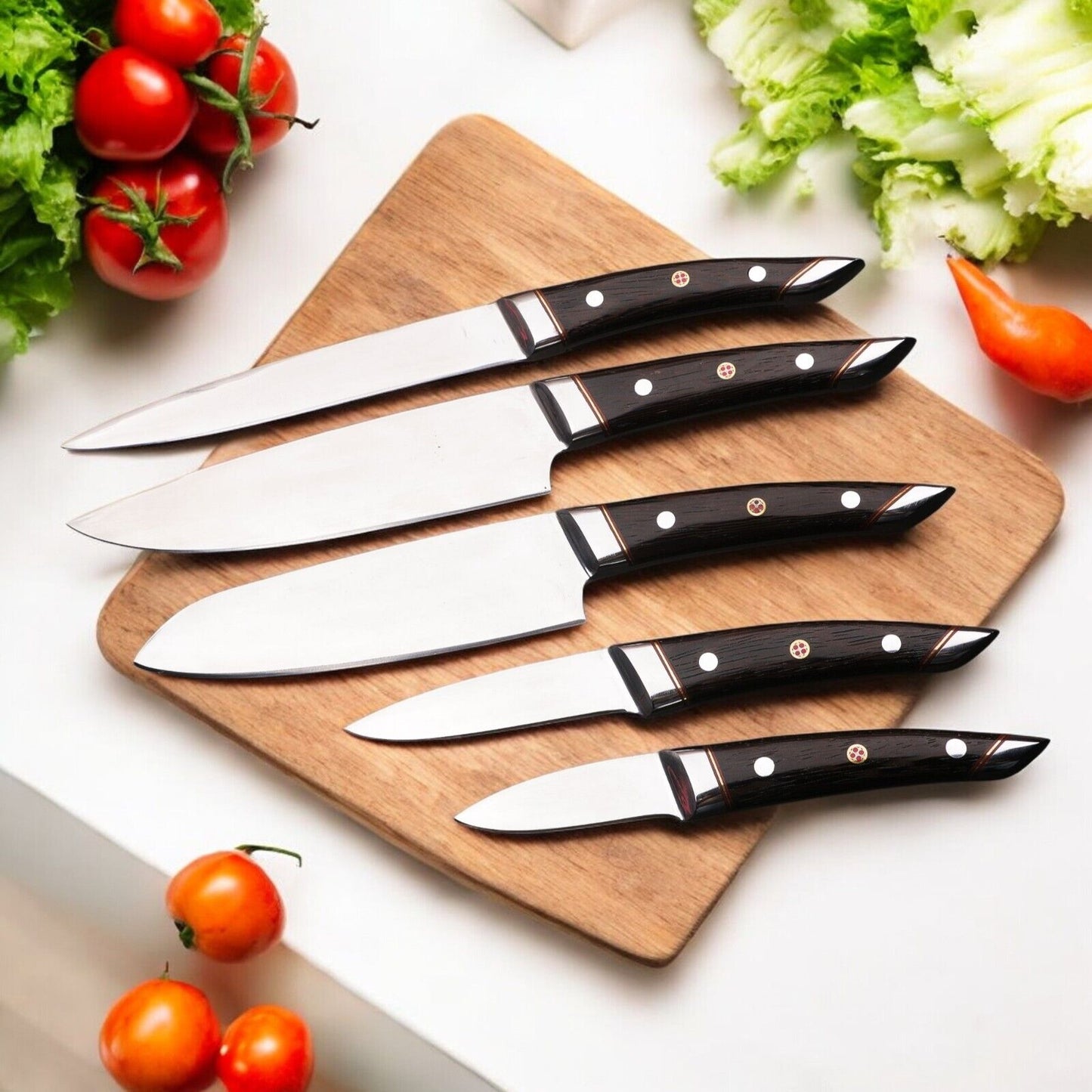 FULL TANG HANDMADE STAINLESS STEEL 5PCS KITCHEN SET || DRS KNIVES HUB
