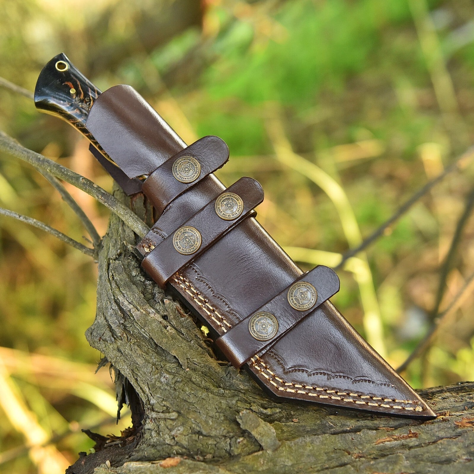 Damascus Steel Tanto Camping Knife | Pine Cone Handle || DRSKNIVES HUB