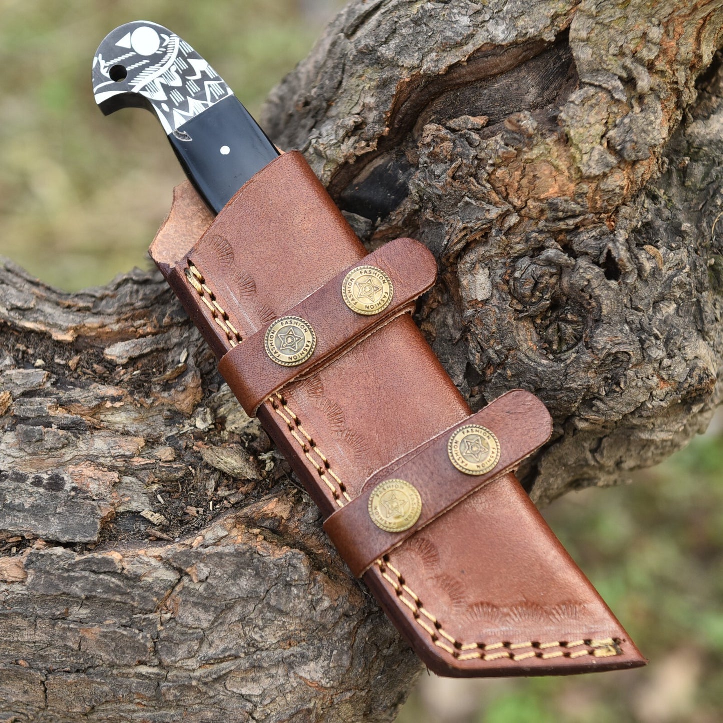 Hand-Forged Crocodile Dundee Hunting Knife – 9” High Polish Survival Tanto Blade with Leather Sheath | DRSKNIVES HUB