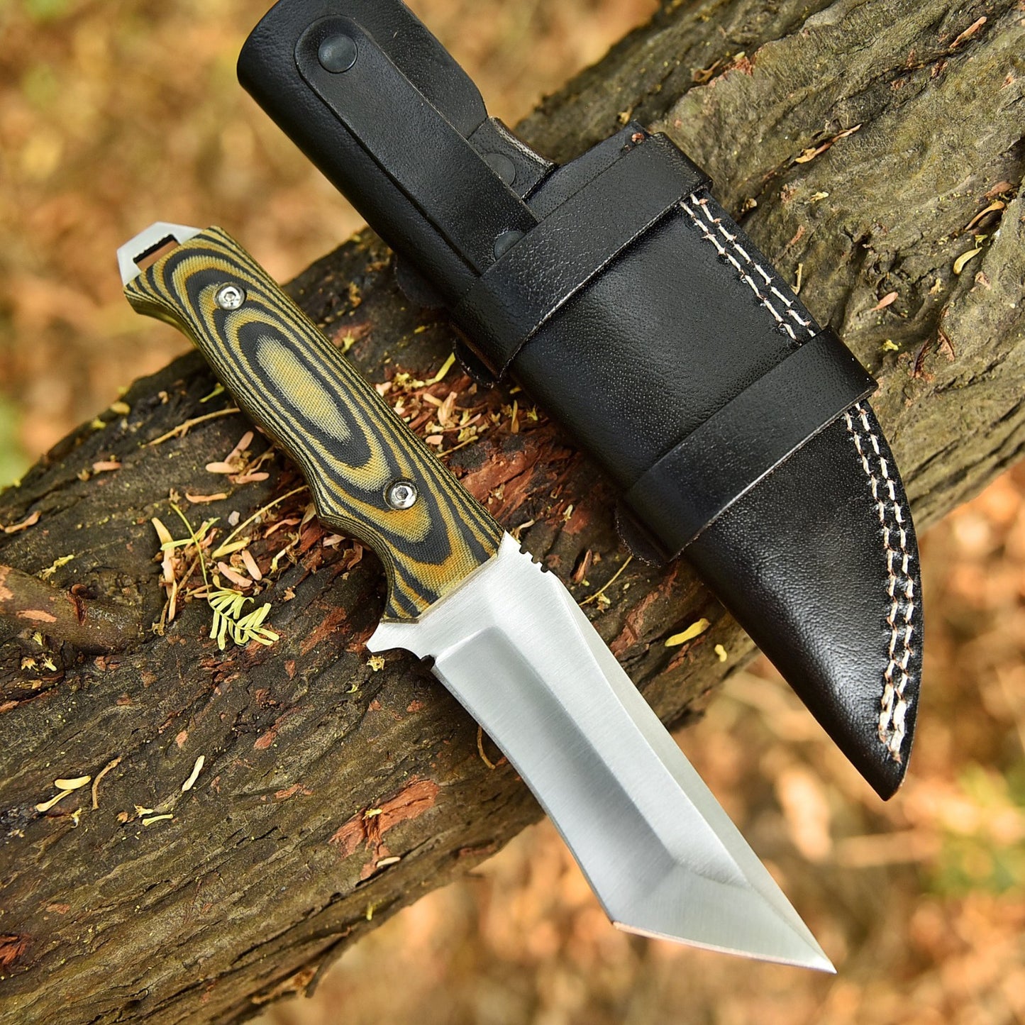 Full Tang Handmade Hunting Fixed Blade Survival Knife Custom Micarta Handle