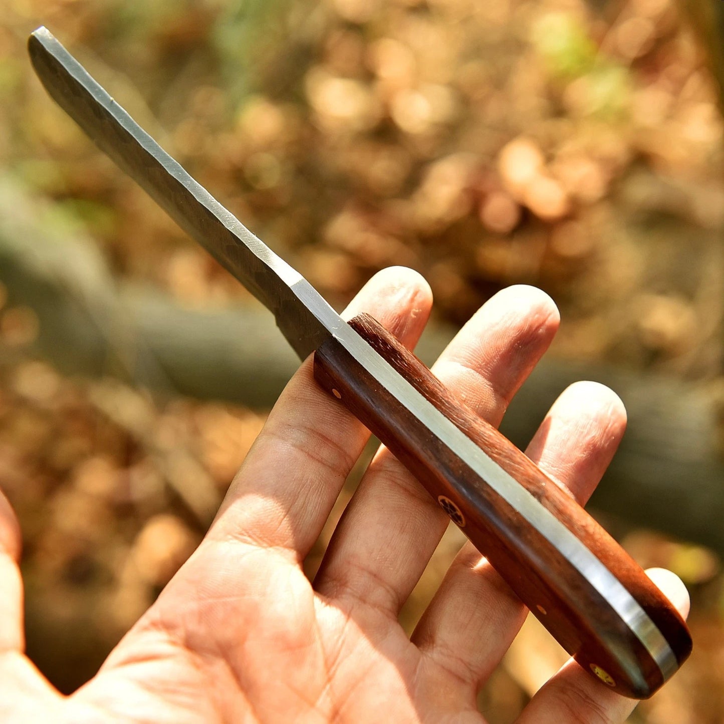 Custom Hand Forged High Carbon Steel Bull Cutter Knife – Wood Handle with Leather Sheath