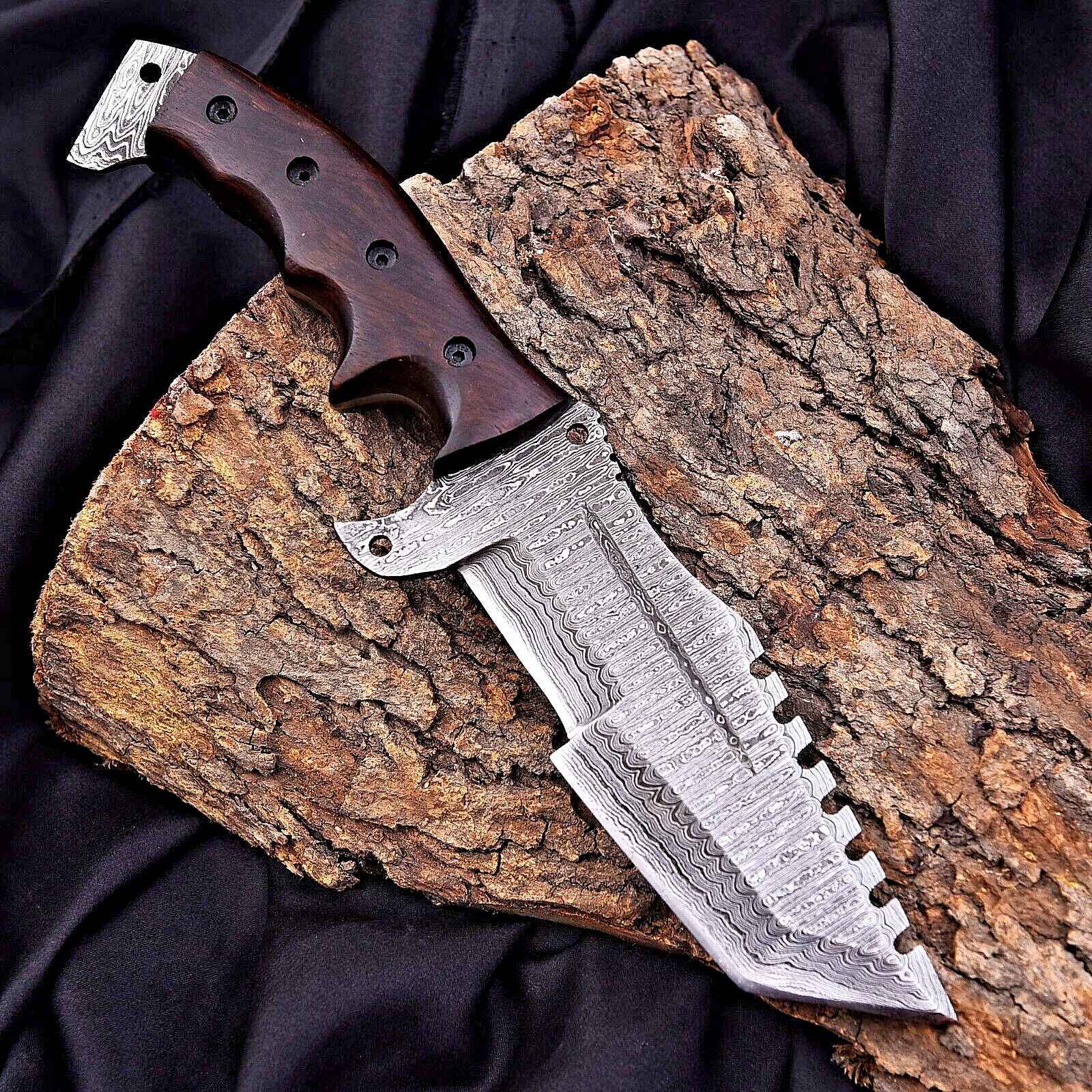 Custom Hand Forged Damascus Steel Hunting Tracker Knife with Sheath