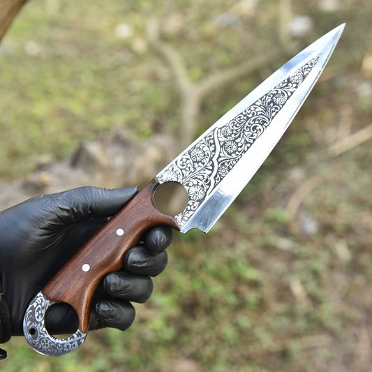 Hand‑Forged D2 Steel Hunting & Camping Skinner Knife – 12″ Overall w/ Sheath | DRSKNIVES HUB